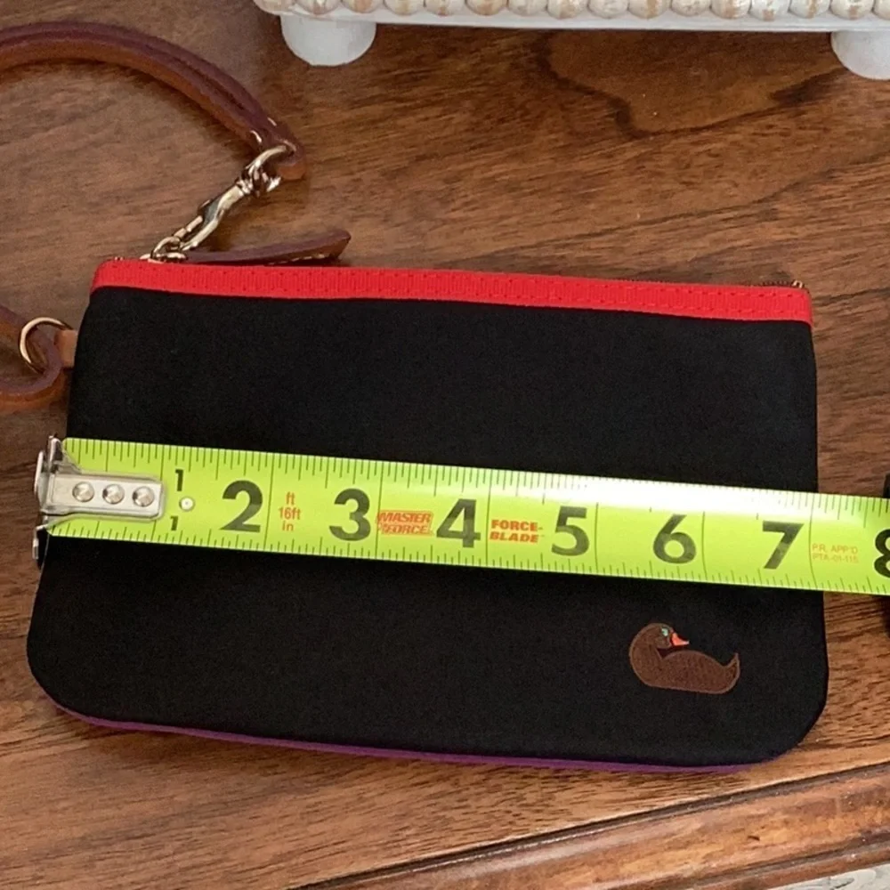 Dooney & Bourke black, red and purple nylon clutch, wristlet, zipper pouch